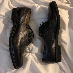 Salvatore Ferragamo black leather oxfords